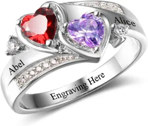 Personalized Promise Rings for Her Custom Name Birthstone Rings for Women Mother Daughter Rings for Mom Customized Gifts for Mothers Day