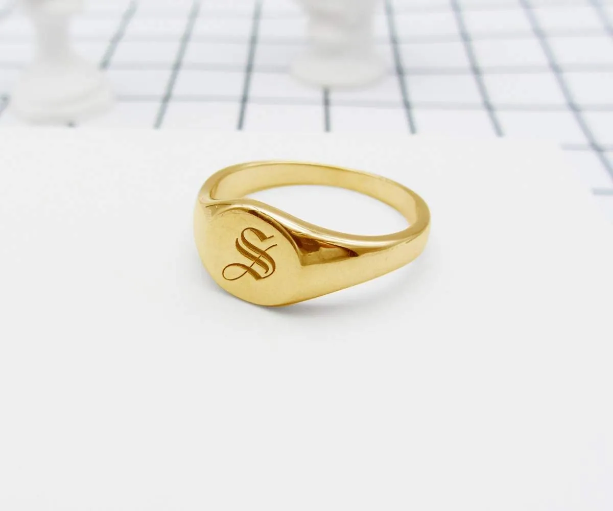 Personalized Sterling Silver 925 Old English Initial Ring Custom Letter Rings