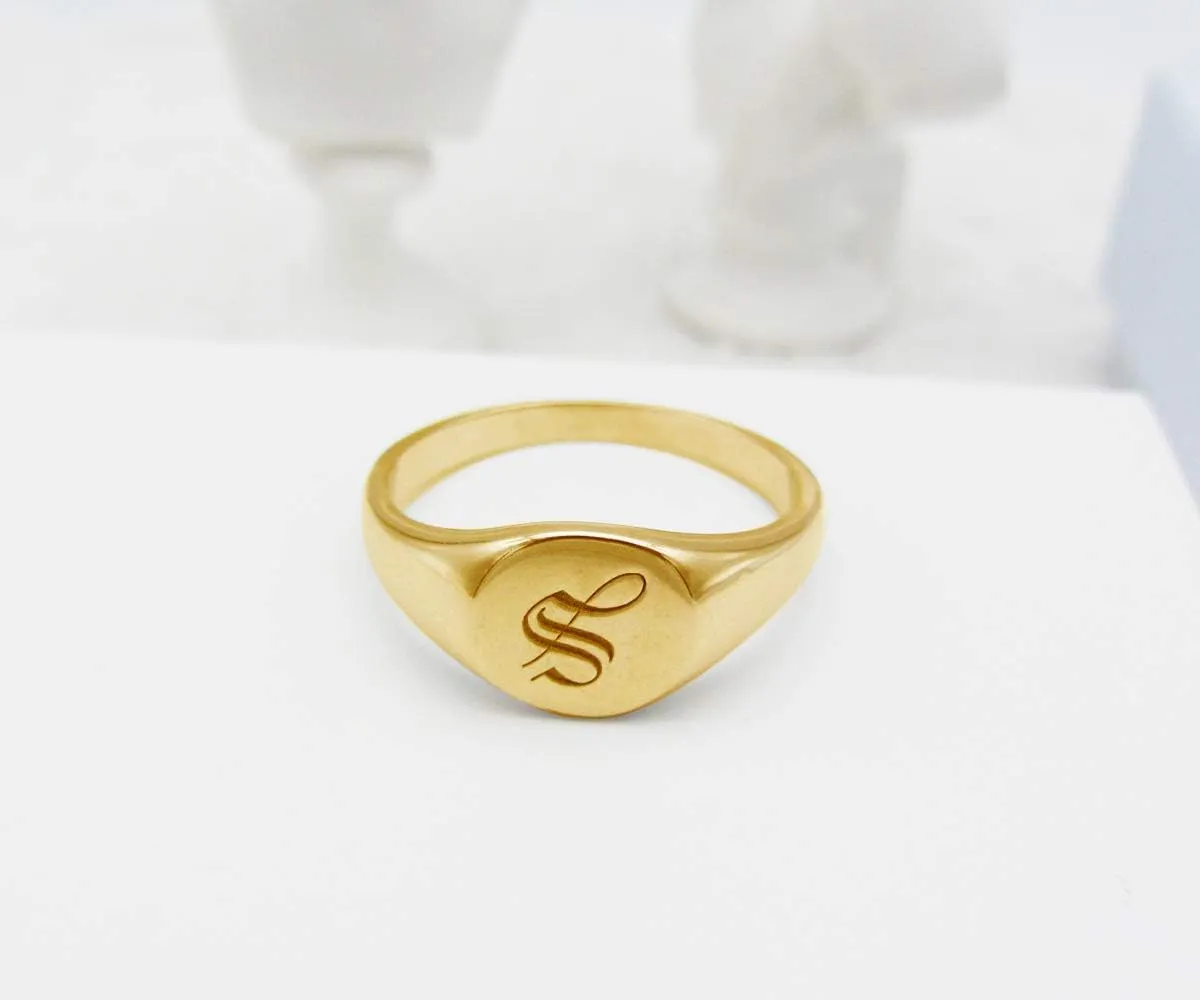 Personalized Sterling Silver 925 Old English Initial Ring Custom Letter Rings