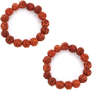 Petrichor Original 5 Mukhi Nepal Rudraksha Bead Elastic Bracelet (Pack of 2) Daily Fashion Wear