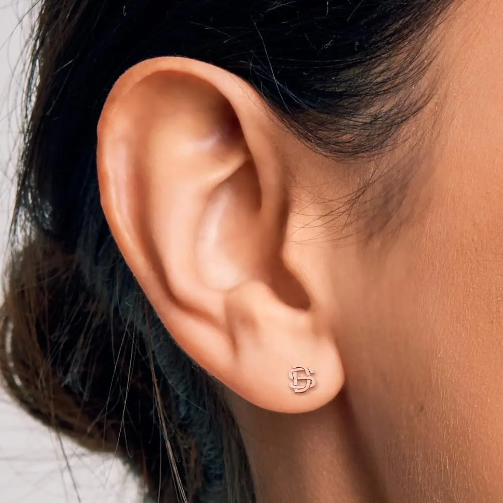 PicturesOnGold.com Personalize Exclusive Monogram Overlapping Initial Earrings - Available in 14K Solid White or Yellow Gold, Yellow or Rose Gold Plated, and Sterling Silver 8mm tall