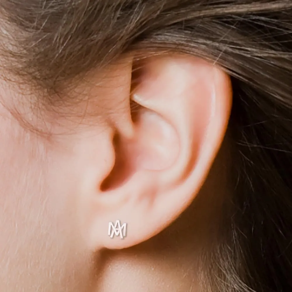 PicturesOnGold.com Personalize Exclusive Monogram Overlapping Initial Earrings - Available in 14K Solid White or Yellow Gold, Yellow or Rose Gold Plated, and Sterling Silver 8mm tall