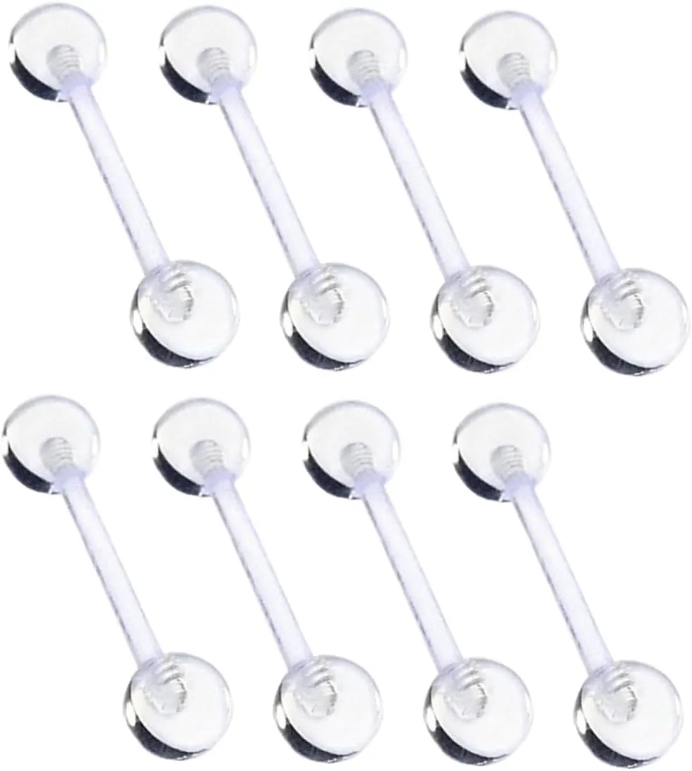 Piercing Rings Tongue Rings Barbell Acrylic 12pcs Body Jewelry Set for Piercing Clamps