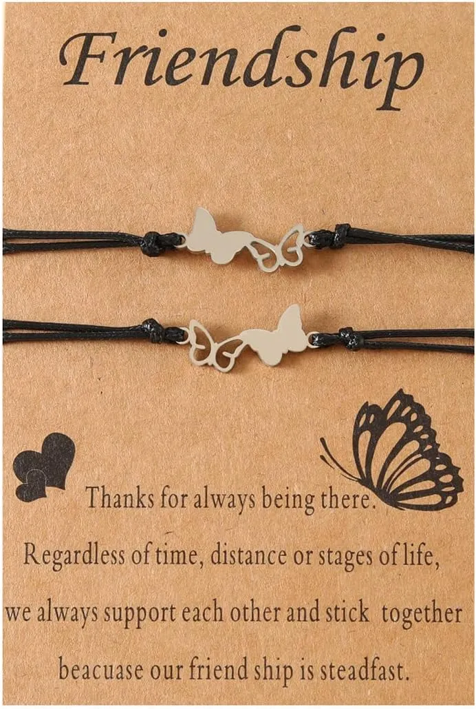 Pingyongchang 2/3 PCS Best Friend Friendship Bracelets Matching Butterfly Bracelet for Women Best Friends Distance Matching Bracelets Friendship Gifts for BFF Friend Sister Mother's Day Gift Jewelry