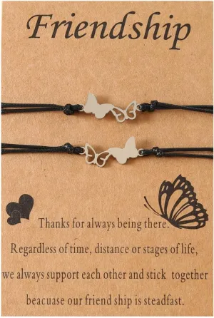 Pingyongchang 2/3 PCS Best Friend Friendship Bracelets Matching Butterfly Bracelet for Women Best Friends Distance Matching Bracelets Friendship Gifts for BFF Friend Sister Mother's Day Gift Jewelry