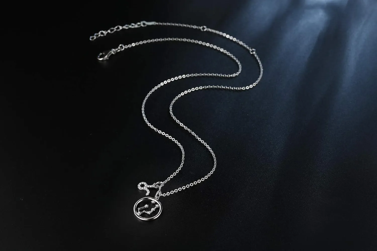 Presentski Zodiac Necklace Sterling Silver 12 Constellation Horoscope Pendant Astrology Star CZ Dainty Necklaces Birthday Jewelry for Women Daughter