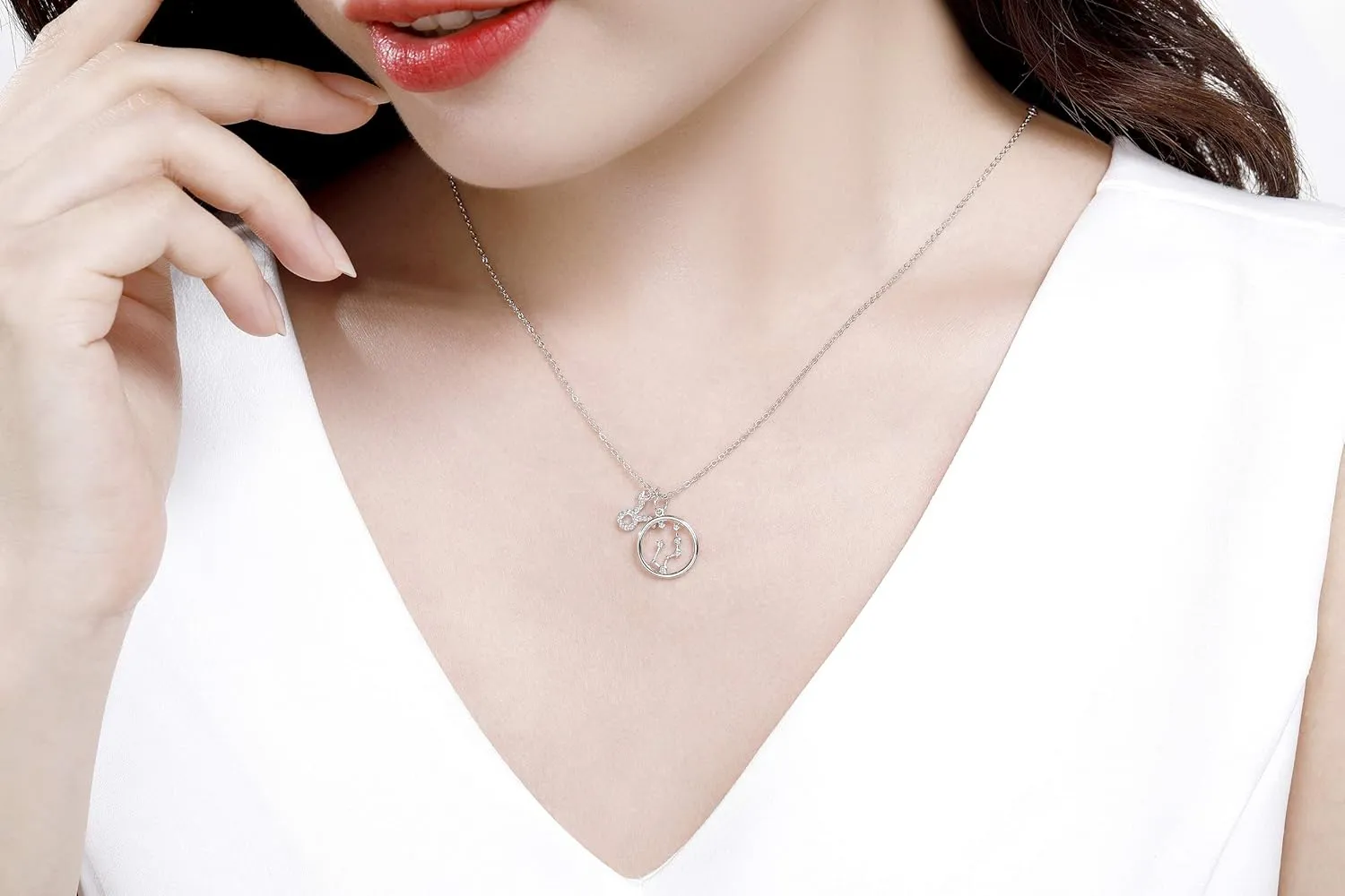 Presentski Zodiac Necklace Sterling Silver 12 Constellation Horoscope Pendant Astrology Star CZ Dainty Necklaces Birthday Jewelry for Women Daughter