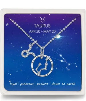 Presentski Zodiac Necklace Sterling Silver 12 Constellation Horoscope Pendant Astrology Star CZ Dainty Necklaces Birthday Jewelry for Women Daughter