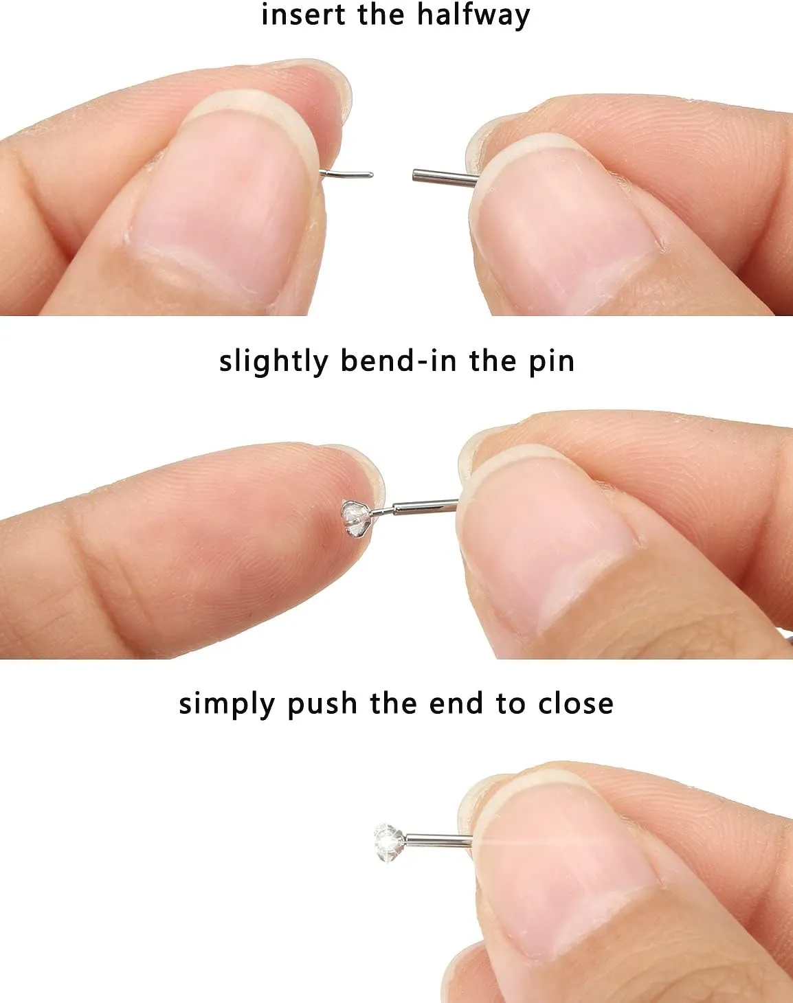 Prjndjw 16G 18G 20G Flat Back Nose Rings Studs Earrings Surgical Steel Threadless Nose Studs Straight Cartilage Earrings for Women Men Diamond CZ 1.5mm 2mm 2.5mm 3mm Silver Labret Jewelry lip Rings