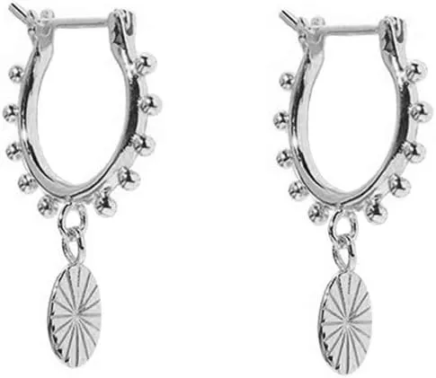 Punk Disc Drop Dangle Small Hoop Earrings for Women Girls 925 Sterling Silver Huggie Ball Bead Lever Back Hoops Cartilage Click-Top Nickel Free Fashion Bohemian Dainy Jewelry