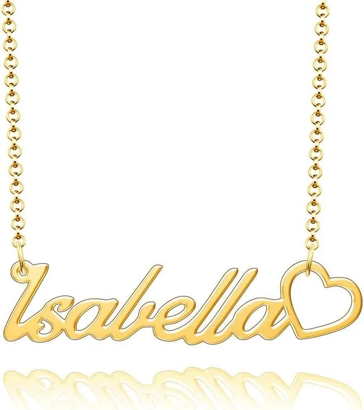 Q&Locket Heart Custom Name Necklace Personalized Engraved Monogram Customized Initial Nameplate Necklaces Jewelry Gifts for Women