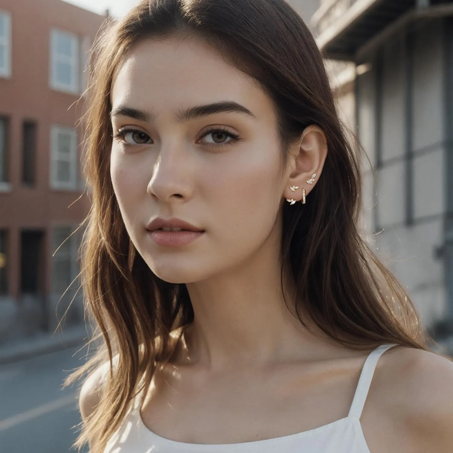 QUINBY Dainty Stud Earrings For Women,925 Sterling Silver Earring Sets For Multiple Piercing,Cartilage Hypoallergenic Earring Jackets For Sensitive Ears