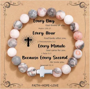 QWNHONEY Christian Gifts for Women Cross Beads Bracelet Catholic Religious Jewelry Mothers Day Birthday Christmas Gifts for Women Mother Daughter Sister Girlfriend Grandma Wife