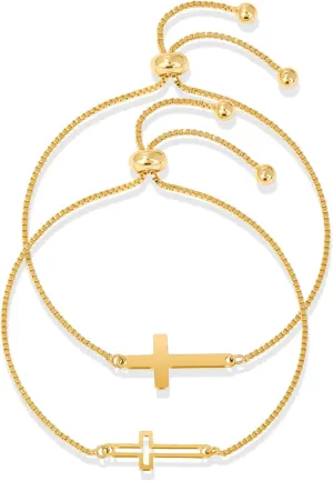 Raicegs 18K Gold BFF Friendship Bracelet Matching Butterfly Cross Charms Bracelet Set for Women Gifts for Teen Girls Couples Best Friend