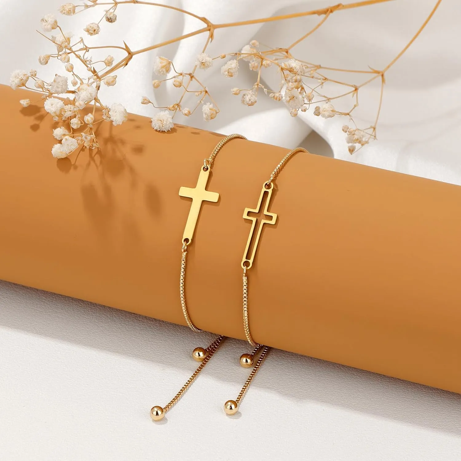 Raicegs 18K Gold BFF Friendship Bracelet Matching Butterfly Cross Charms Bracelet Set for Women Gifts for Teen Girls Couples Best Friend