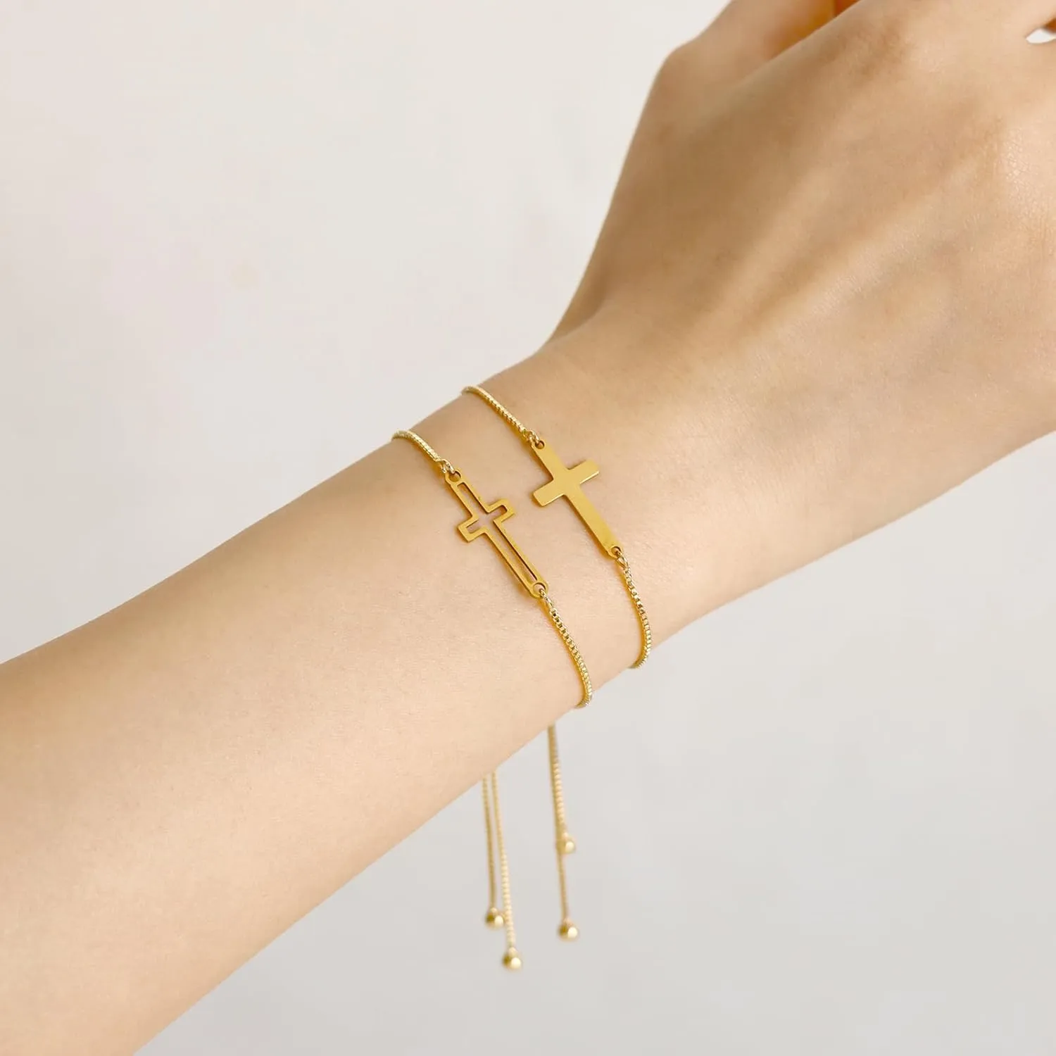 Raicegs 18K Gold BFF Friendship Bracelet Matching Butterfly Cross Charms Bracelet Set for Women Gifts for Teen Girls Couples Best Friend
