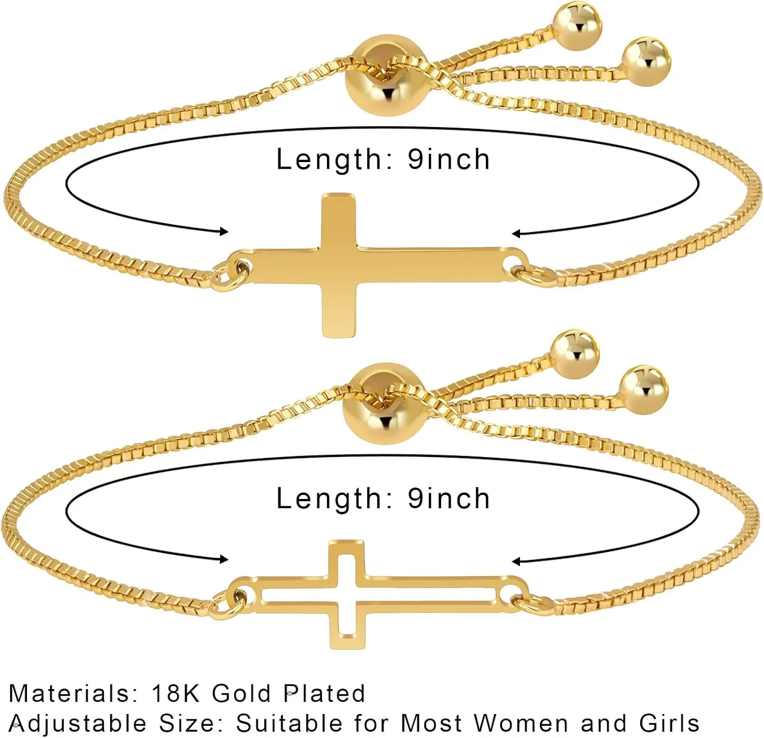 Raicegs 18K Gold BFF Friendship Bracelet Matching Butterfly Cross Charms Bracelet Set for Women Gifts for Teen Girls Couples Best Friend