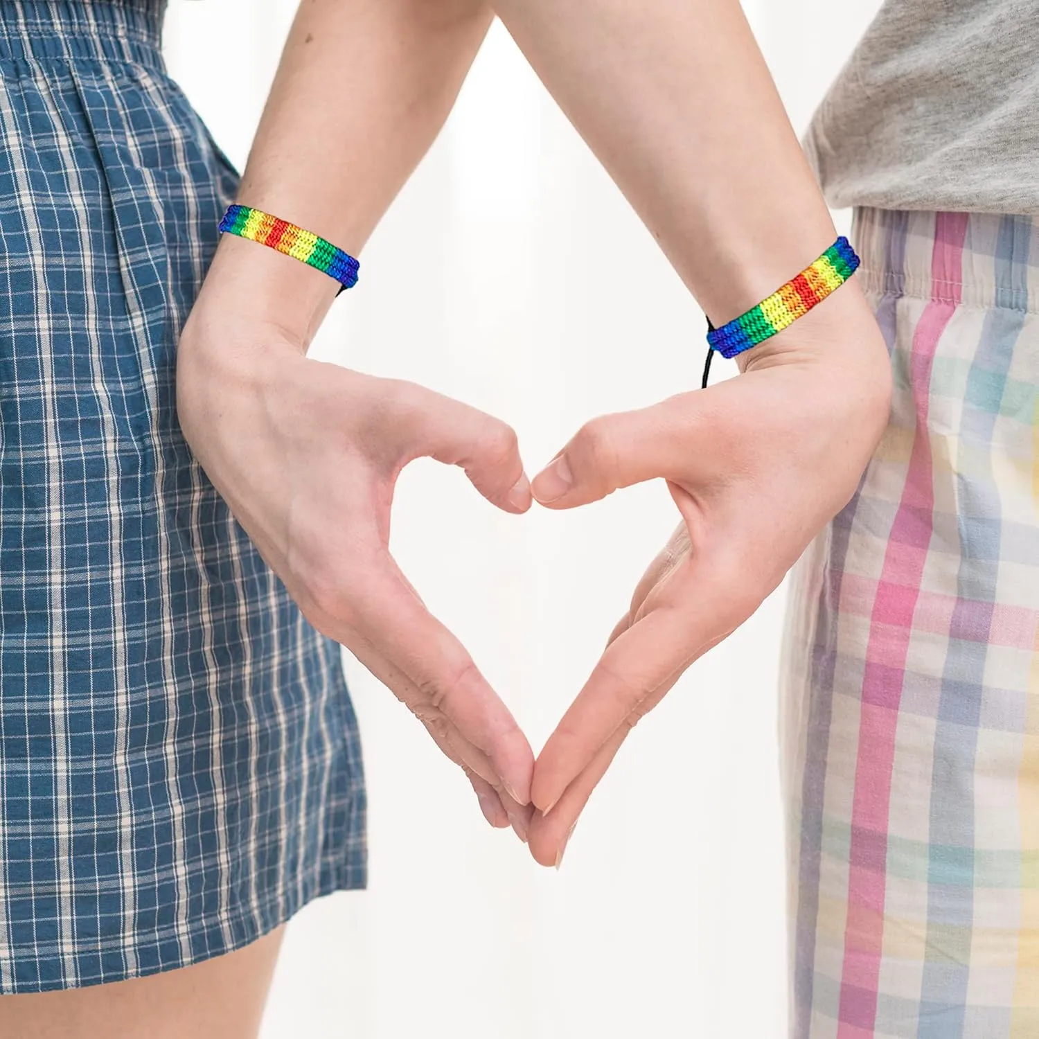 Rainbow LGBT Pride Bracelet for Lesbian Gay Bisexual Adjustable LGBTQ Pride Bracelets Handmade Braided Wristband Pride Month Friendship Bracelet Gifts for Men Women Bulk