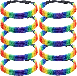 Rainbow LGBT Pride Bracelet for Lesbian Gay Bisexual Adjustable LGBTQ Pride Bracelets Handmade Braided Wristband Pride Month Friendship Bracelet Gifts for Men Women Bulk