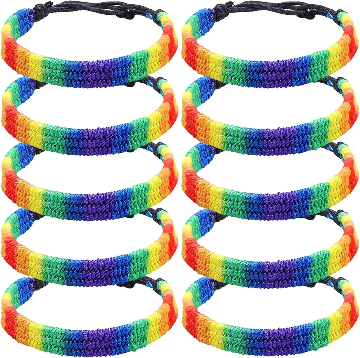 Rainbow LGBT Pride Bracelet for Lesbian Gay Bisexual Adjustable LGBTQ Pride Bracelets Handmade Braided Wristband Pride Month Friendship Bracelet Gifts for Men Women Bulk
