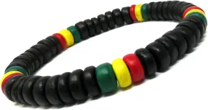 Rasta Bracelet Wood Bracelet Beaded Bracelet - Rasta Bracelet Cotton Handmade Reggae Jewelry Boho