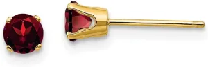 Real 14k Yellow Gold 4mm Round January/Garnet January Red Gemstone Post Studs Earrings 4mm