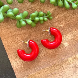 Red Thick Hoop Earrings