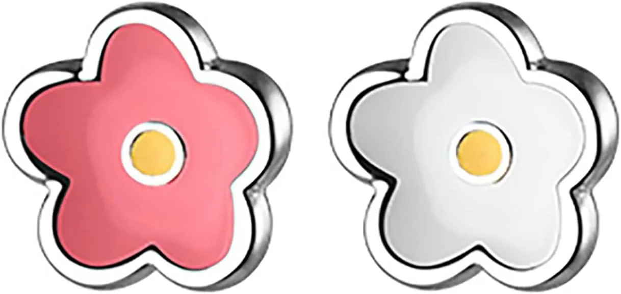 Reffeer Solid 925 Sterling Silver Cute Flower Earrings Studs for Teens Small Color Flower Studs Earrings Hypoallergenic
