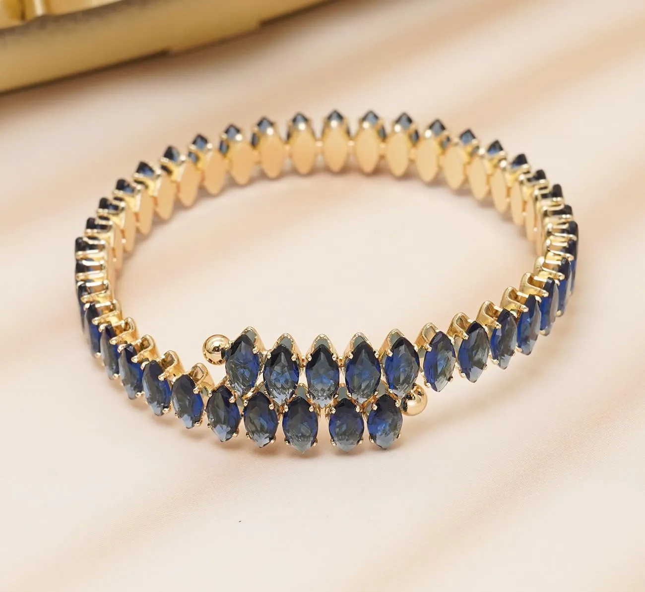Rhinestone Cuff Bracelet Cubic Zirconia Tennis Bracelets Open Adjustable Elastic Bangle for Women