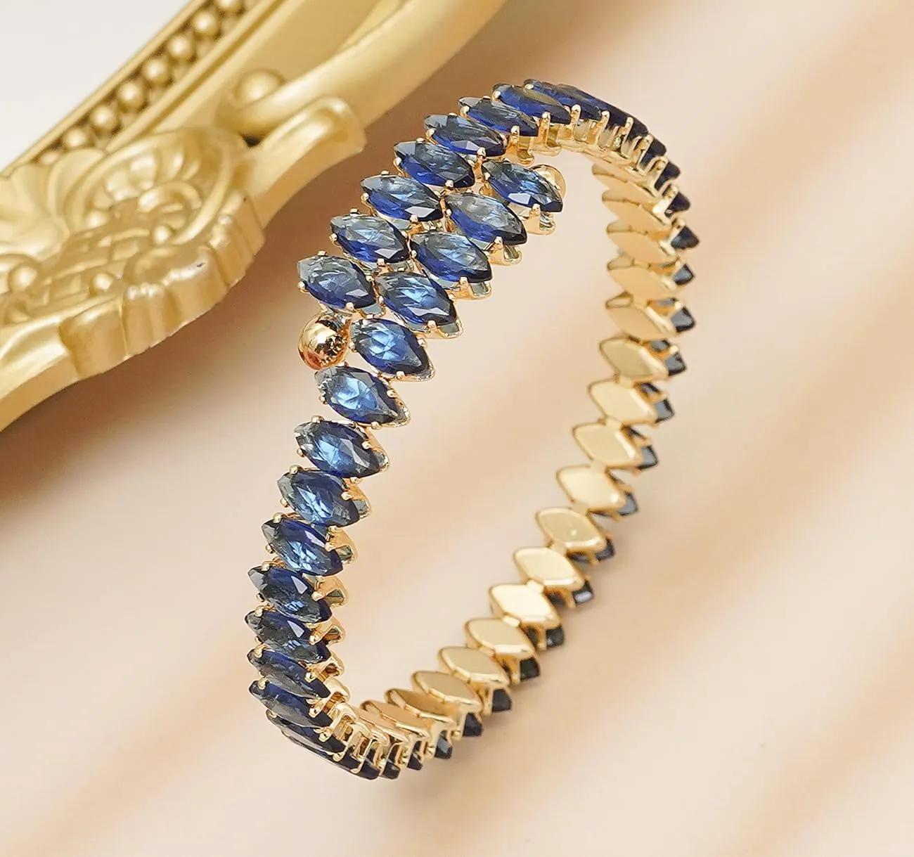 Rhinestone Cuff Bracelet Cubic Zirconia Tennis Bracelets Open Adjustable Elastic Bangle for Women