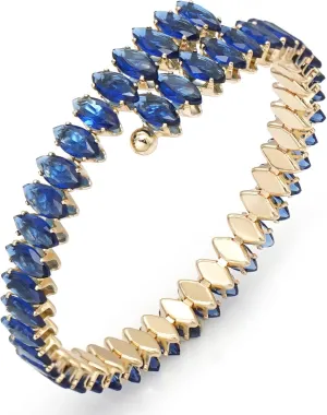 Rhinestone Cuff Bracelet Cubic Zirconia Tennis Bracelets Open Adjustable Elastic Bangle for Women