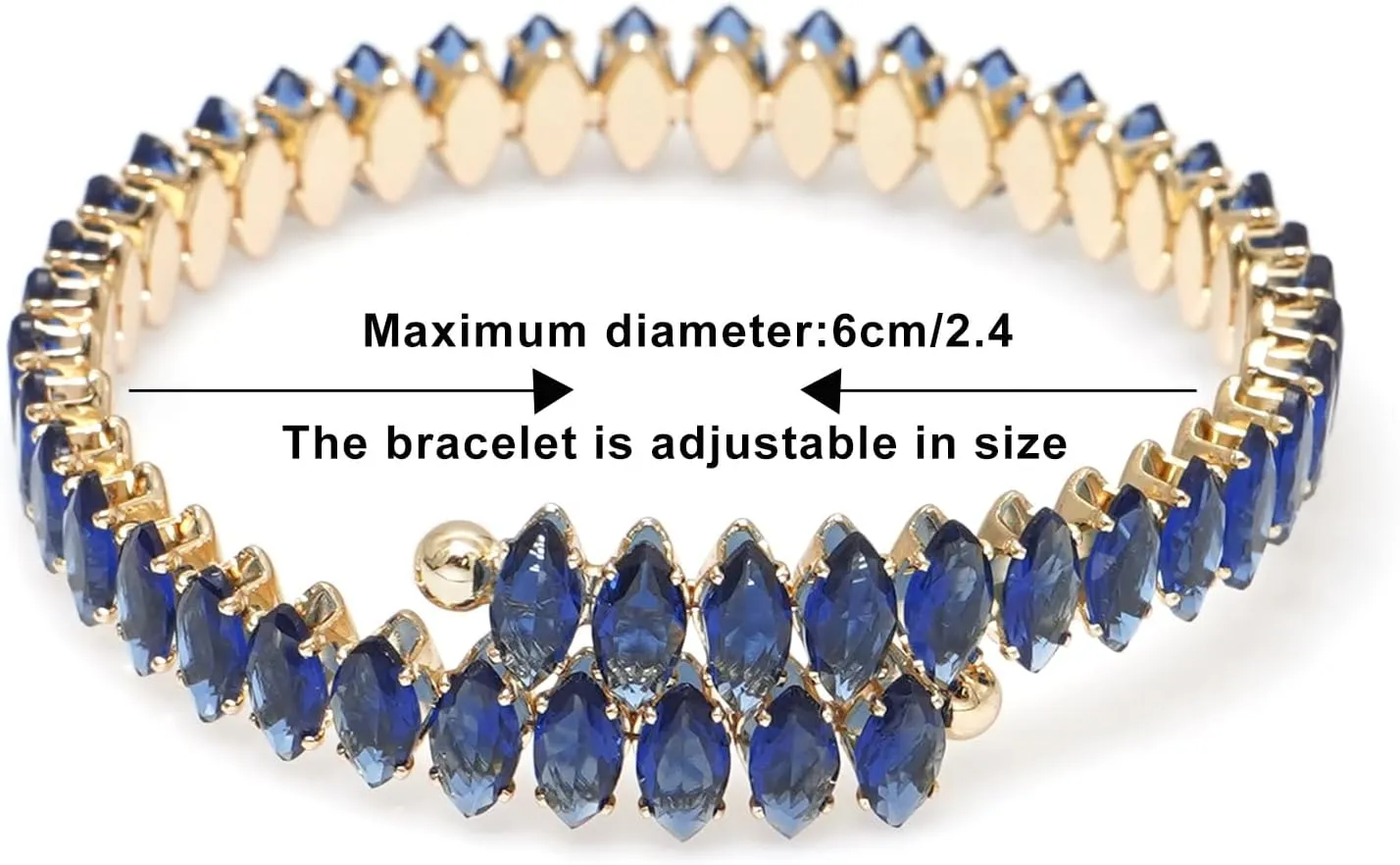 Rhinestone Cuff Bracelet Cubic Zirconia Tennis Bracelets Open Adjustable Elastic Bangle for Women