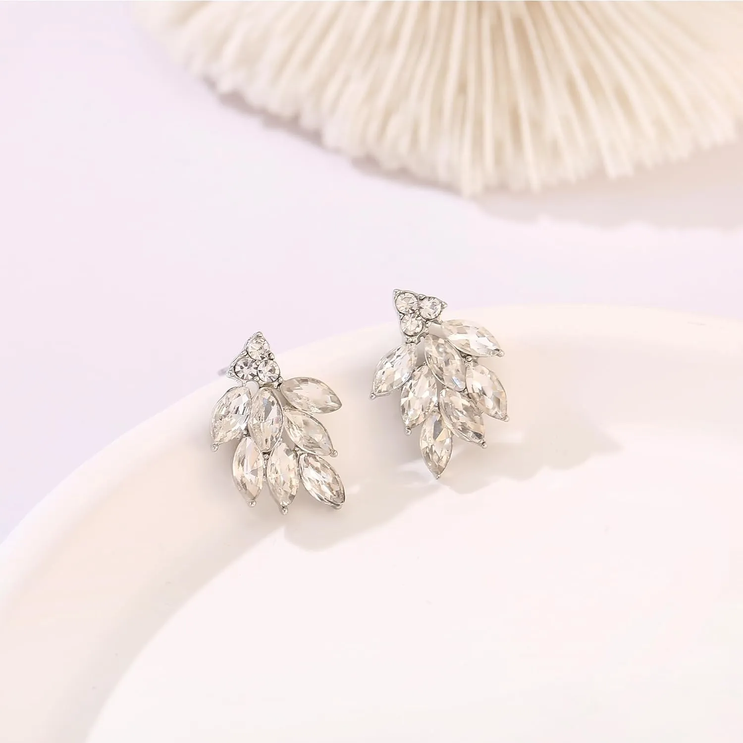 Rhinestone Stud Earrings for Women Small Dainty Crystal Cluster Drop Earrings for Girls Cute Costume Jewelry for Bridal Wedding Party Gift
