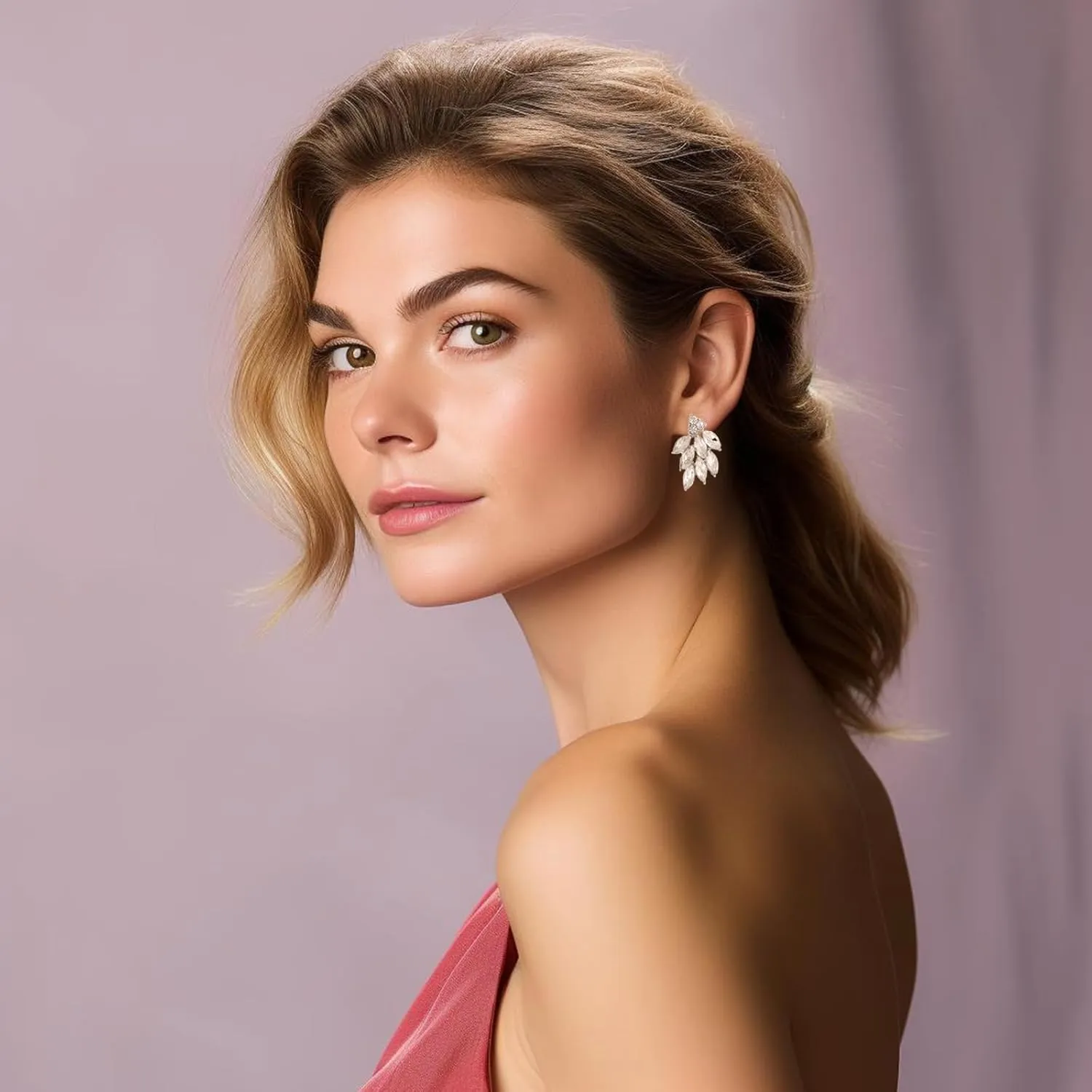 Rhinestone Stud Earrings for Women Small Dainty Crystal Cluster Drop Earrings for Girls Cute Costume Jewelry for Bridal Wedding Party Gift