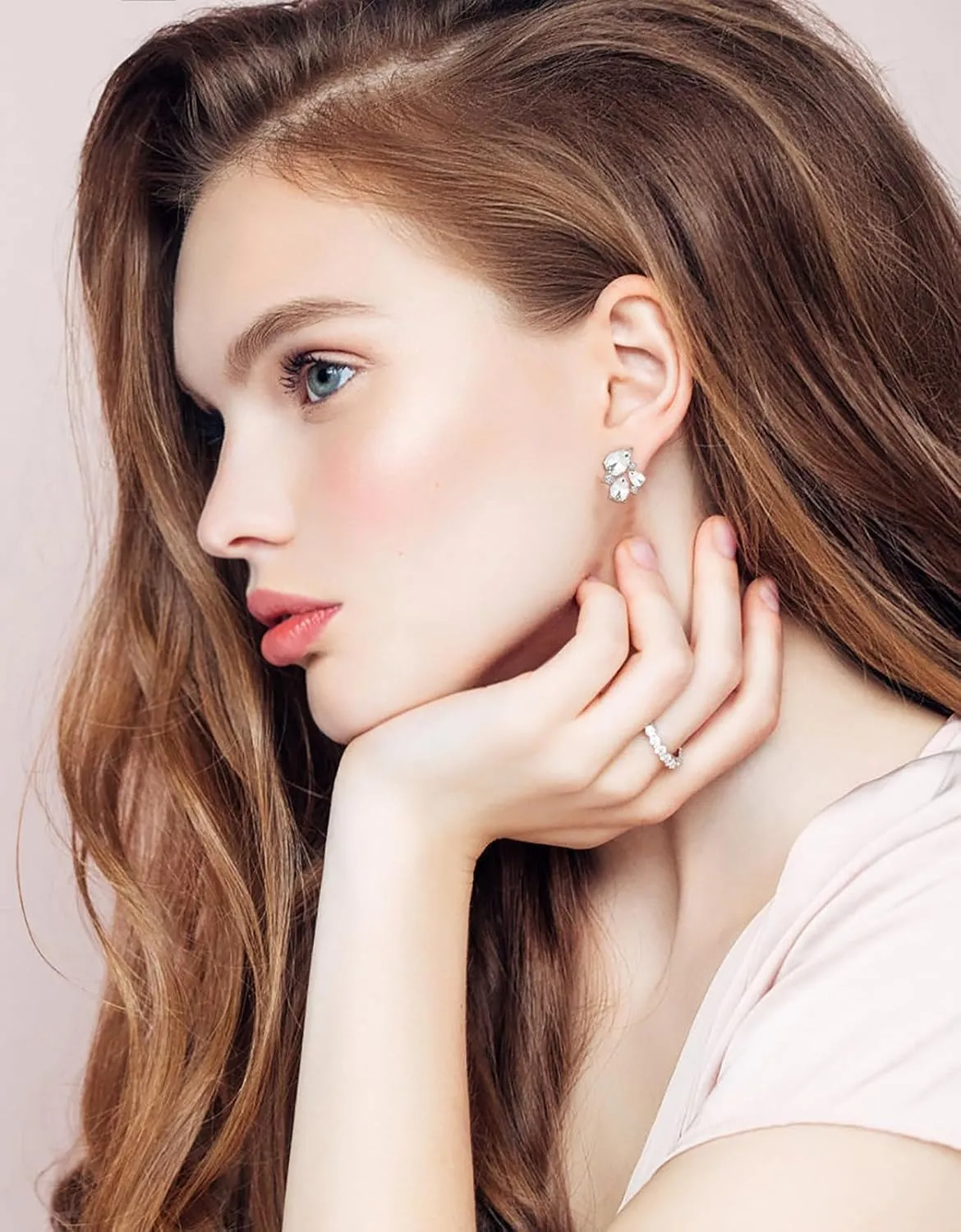 Rhinestone Stud Earrings Small Fancy Crystal Cluster Earrings for Women Brides Dainty Marquise Stud Earrings for Wedding Party Prom Jewelry Gift