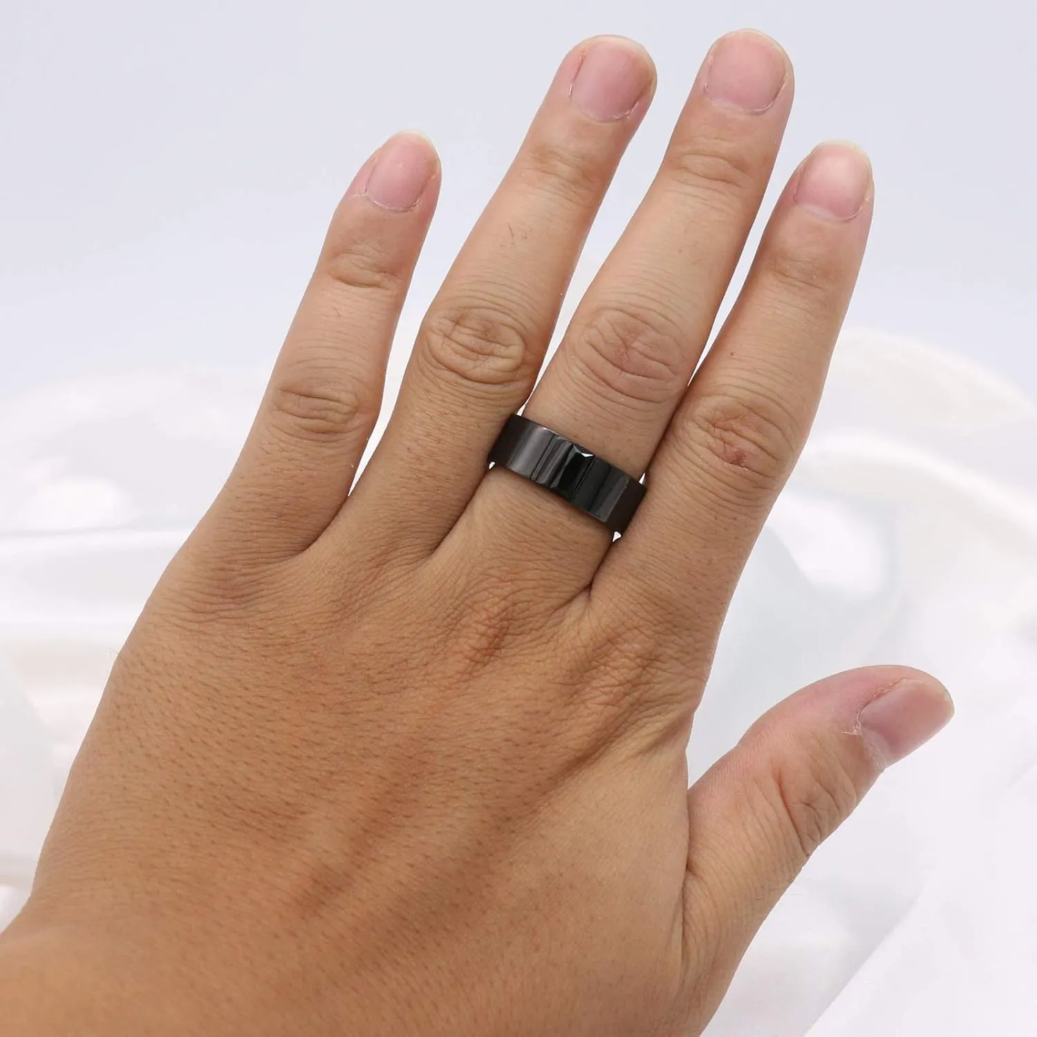ringheart 2 Rings His and Hers Couple Rings Black Cz Rings Womens Wedding Ring Sets Titanium Steel Mens Wedding Bands