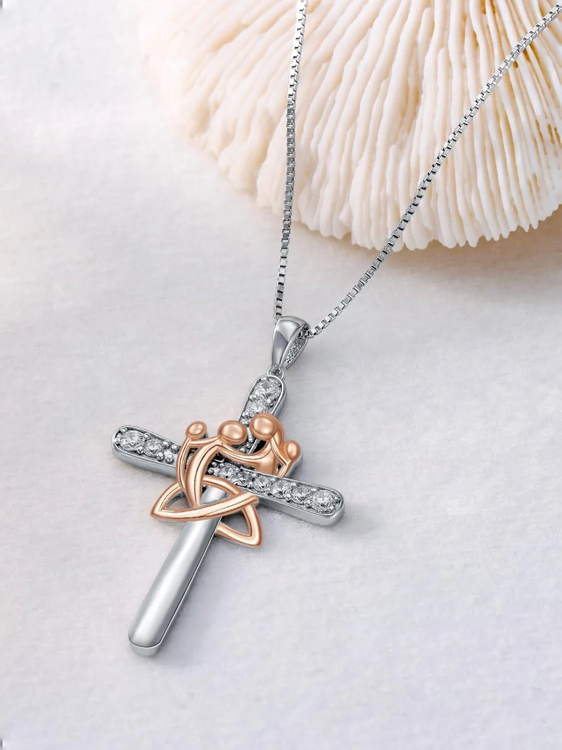 Rose Flower Love Necklaces Sterling Silver Cross Pendant Jewelry Gifts for Mom/Grandma/Nana/Love/Daughter I Love You Forever Necklace