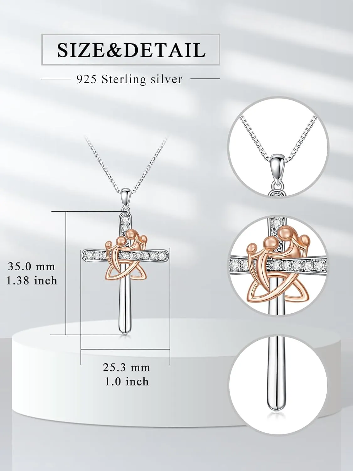 Rose Flower Love Necklaces Sterling Silver Cross Pendant Jewelry Gifts for Mom/Grandma/Nana/Love/Daughter I Love You Forever Necklace