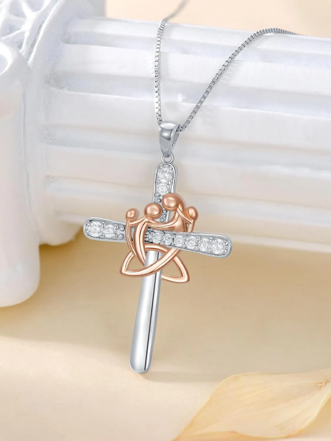 Rose Flower Love Necklaces Sterling Silver Cross Pendant Jewelry Gifts for Mom/Grandma/Nana/Love/Daughter I Love You Forever Necklace