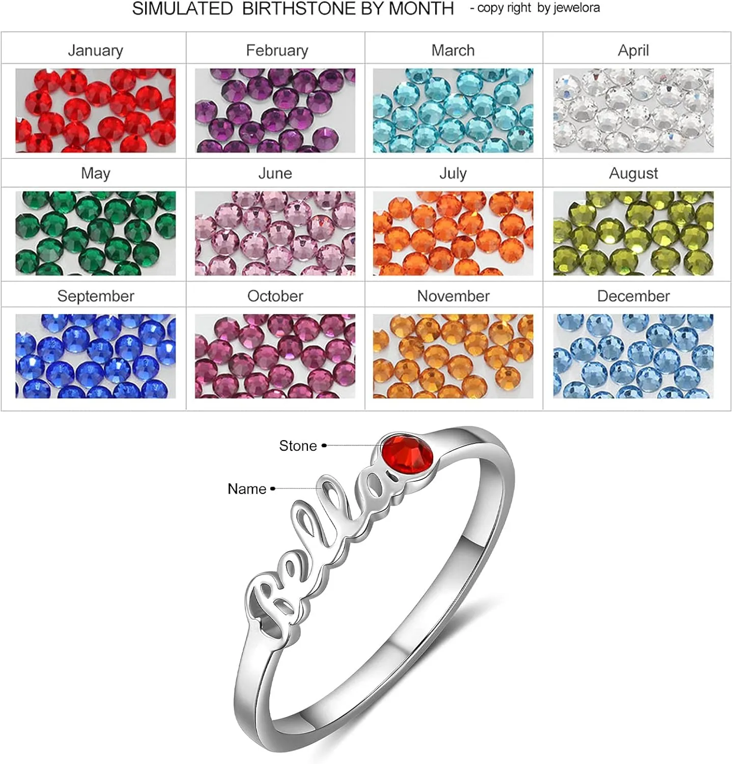 ROSI Personalized Silver Name Rings for Women,Custom Names Ring with Any Names Mother Daughter Ring Christmas Jewelry Gifts,Matching Rings Promise Rings for Couples,Mother Birthstone Rings