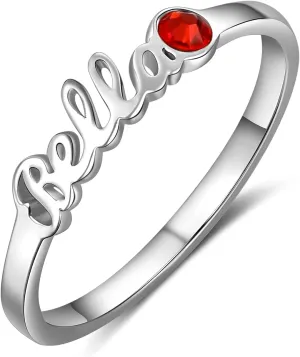 ROSI Personalized Silver Name Rings for Women,Custom Names Ring with Any Names Mother Daughter Ring Christmas Jewelry Gifts,Matching Rings Promise Rings for Couples,Mother Birthstone Rings