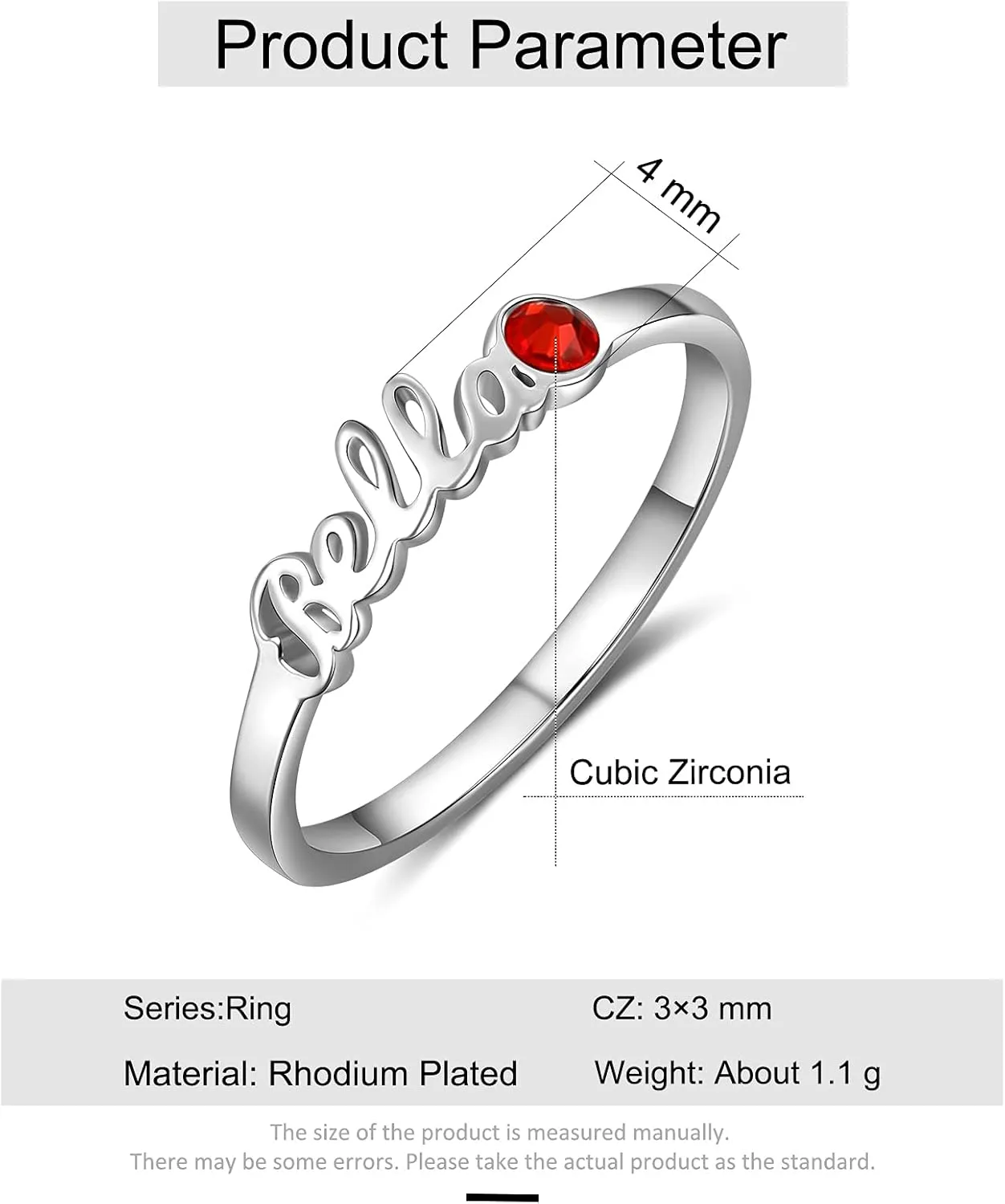 ROSI Personalized Silver Name Rings for Women,Custom Names Ring with Any Names Mother Daughter Ring Christmas Jewelry Gifts,Matching Rings Promise Rings for Couples,Mother Birthstone Rings