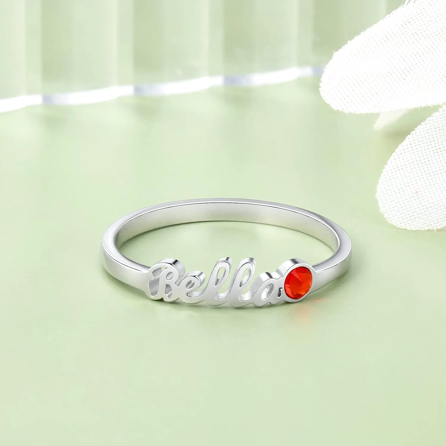 ROSI Personalized Silver Name Rings for Women,Custom Names Ring with Any Names Mother Daughter Ring Christmas Jewelry Gifts,Matching Rings Promise Rings for Couples,Mother Birthstone Rings