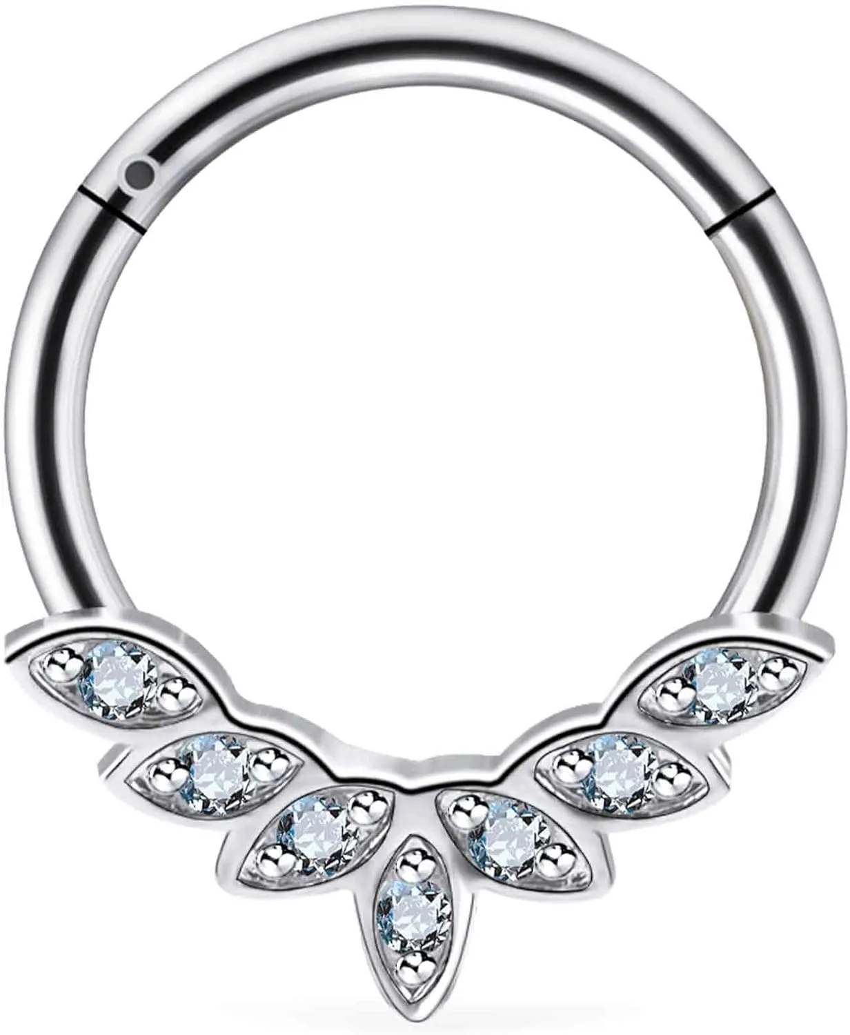 Ruifan 20G 18G 16G Titanium Nose Rings Hoops for Women Square Crown CZ Leaf Flower Clicker Hinged Septum Nose Ring Lip Helix Cartilage Hoop Earring Daith Rook Conch Body Piercing Jewelry for Women