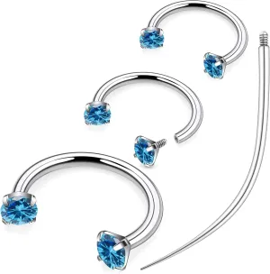 Ruifan ASTM F136 Titanium Horseshoe Nose Ring 16G Cubic Zircon Septum Rings Piercing Jewelry Internally Threaded Cartilage Conch Helix Rook Tragus Lip Earring Hoop Eyebrow For Women Men 8mm 10mm 12mm