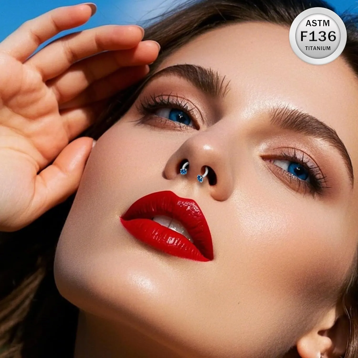 Ruifan ASTM F136 Titanium Horseshoe Nose Ring 16G Cubic Zircon Septum Rings Piercing Jewelry Internally Threaded Cartilage Conch Helix Rook Tragus Lip Earring Hoop Eyebrow For Women Men 8mm 10mm 12mm