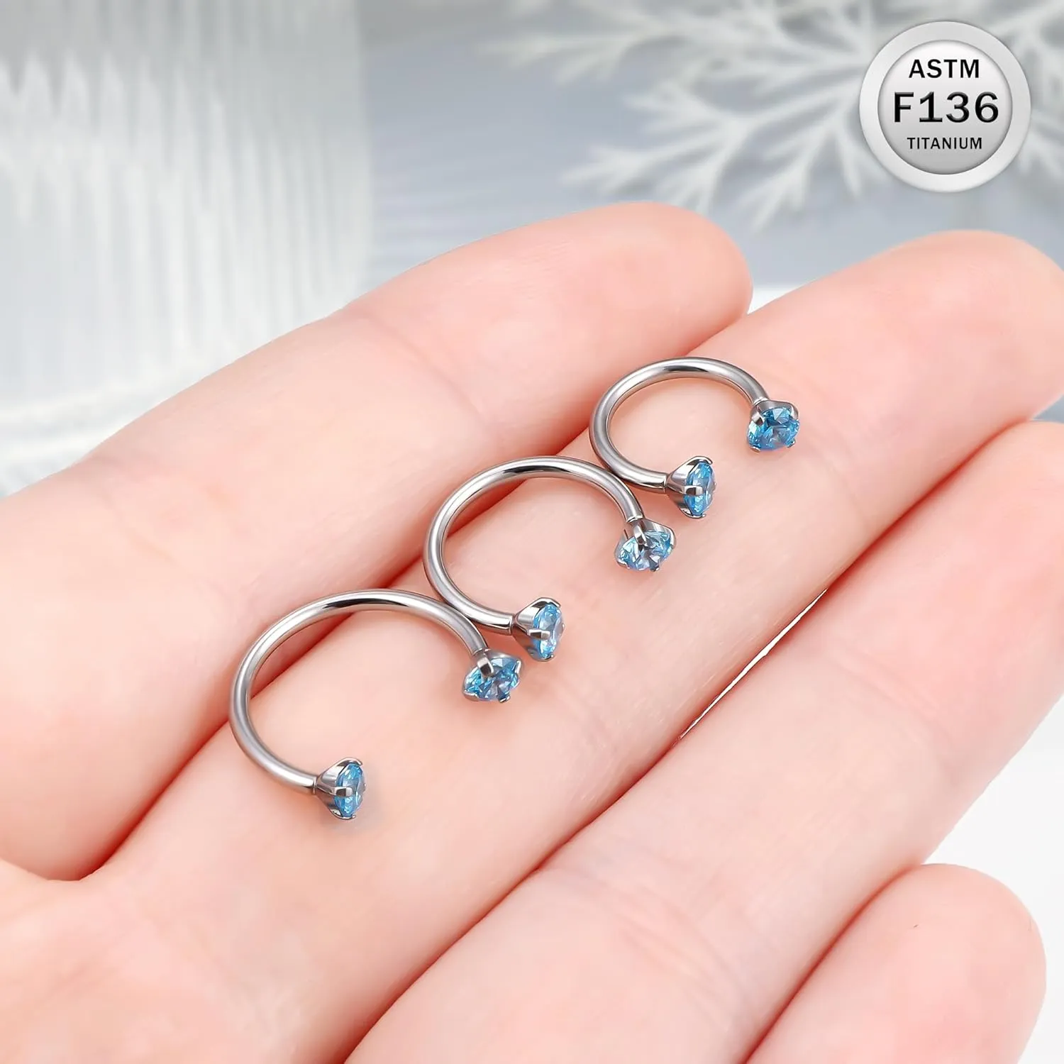 Ruifan ASTM F136 Titanium Horseshoe Nose Ring 16G Cubic Zircon Septum Rings Piercing Jewelry Internally Threaded Cartilage Conch Helix Rook Tragus Lip Earring Hoop Eyebrow For Women Men 8mm 10mm 12mm