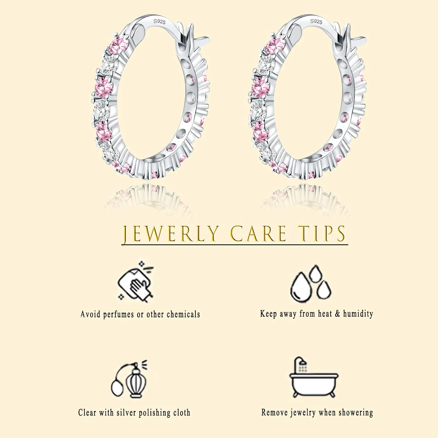 S925 Sterling Silver Earrings Hoop and Stud Sets for Women Trendy 14K White Gold Plated Hypoallergenic Cubic Zirconia Hoops Cute Lightweight Earrings Jewelry Birthday Gifts for Mom Girls