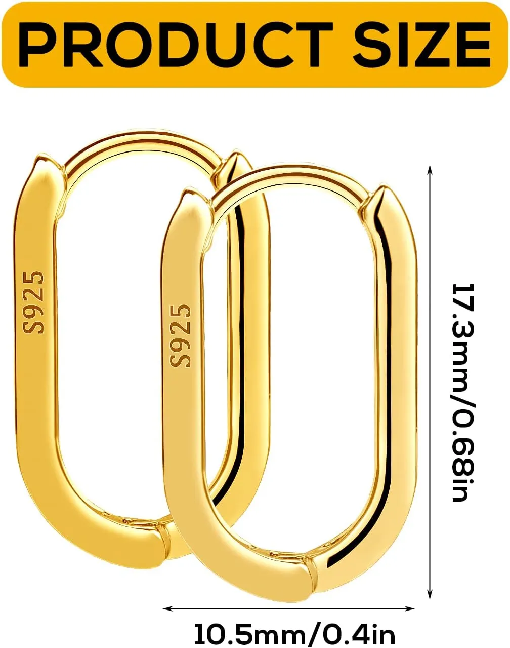 S925 Sterling Silver Hoop Earrings, 2pcs Small Oval Hoop Earrings for Women U-shaped S925 Minimalist Earrings Sterling Silver Light Weight and Comfortable