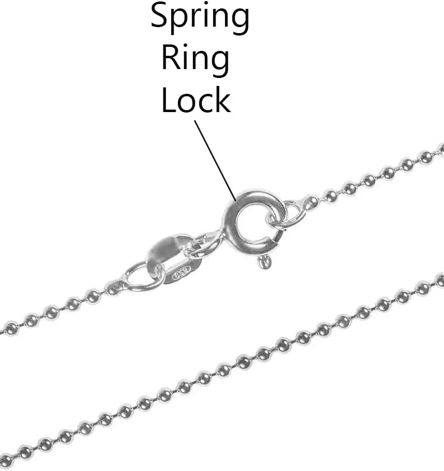 Savlano 925 Sterling Silver Italian Solid Bead Ball Dog Tag Chain Necklace Comes With Gift Box for Women & Men - Made in Italy
